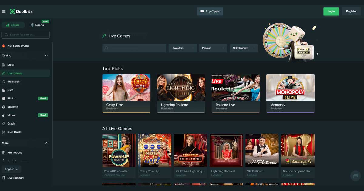 Duelbits live games