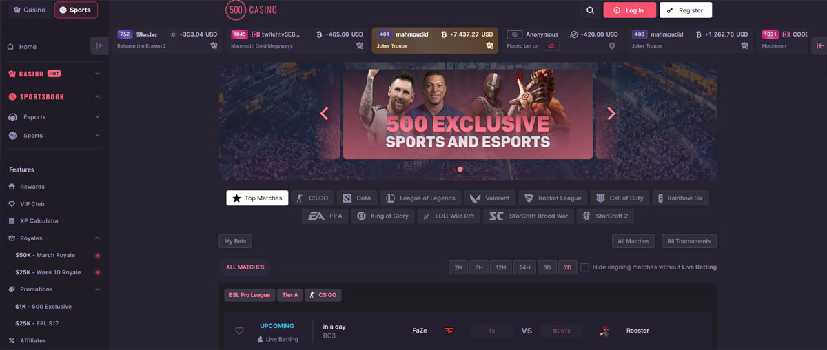 500 Casino eSports